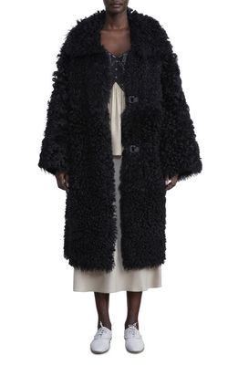 Lafayette 148 New York Long Hair Genuine Shearling Reversible Coat in Black