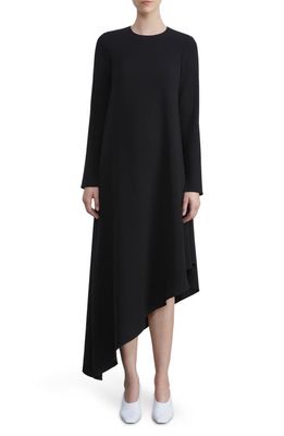 Lafayette 148 New York Long Sleeve Asymmetric Hem Shift Dress in Black