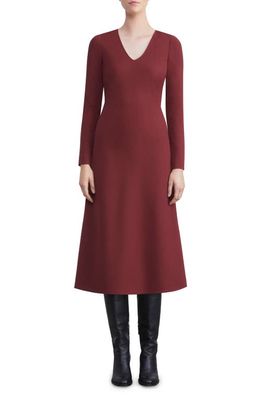 Lafayette 148 New York Long Sleeve Fit & Flare Wool Dress in Classic Claret
