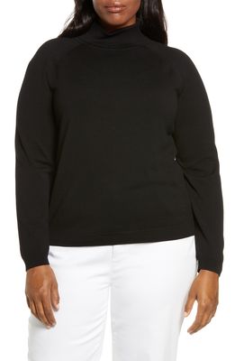 Lafayette 148 New York Matte Crepe Turtleneck Sweater in Black