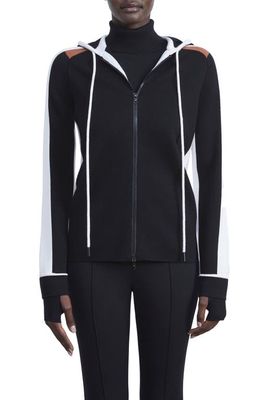 Lafayette 148 New York Merino Wool Blend Hoodie in Black