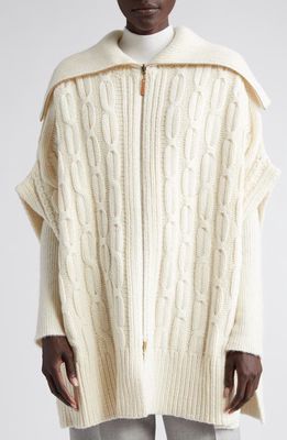 Lafayette 148 New York Mixed Cable Wool & Cashmere Poncho in Cloud