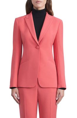 Lafayette 148 New York One-Button Cutaway Tailored Blazer in Vibrant Coral