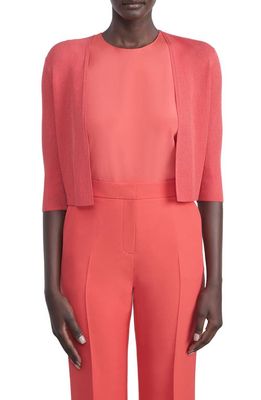 Lafayette 148 New York Open Front Crop Cardigan in Vibrant Coral