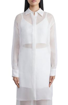 Lafayette 148 New York Oversize High-Low Silk Organza Button-Up Shirt in Cloud