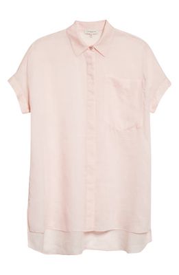 Lafayette 148 New York Oversize Short Sleeve Tunic Shirt in Pastel Pink