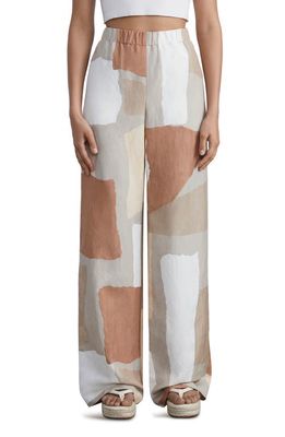 Lafayette 148 New York Perry Colorblock Silk & Linen Pants in Sandstone Multi