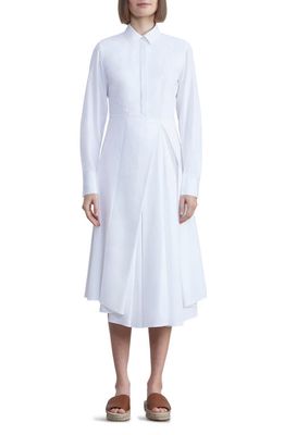 Lafayette 148 New York Pleated Organic Cotton Poplin Shirtdress in White