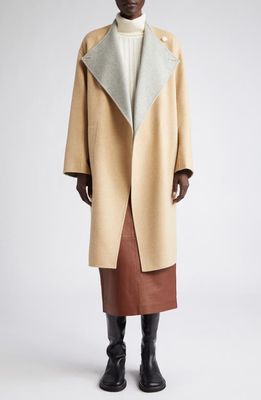 Lafayette 148 New York Reversible Wool & Cashmere Coat in Dune/Grey Heather