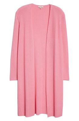 Lafayette 148 New York Ribbed Longline Cardigan in Pink Madder