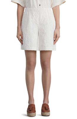 Lafayette 148 New York Riverside Sunburst Jacquard Fil Coupé Organic Cotton Shorts in Buff