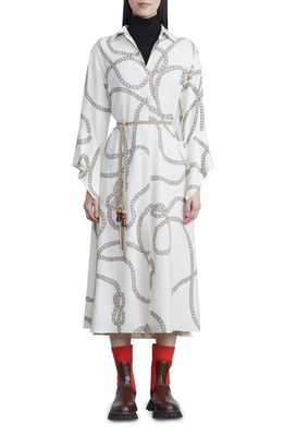 Lafayette 148 New York Rope Print Long Sleeve Belted Shirtdress in Cloud Multi