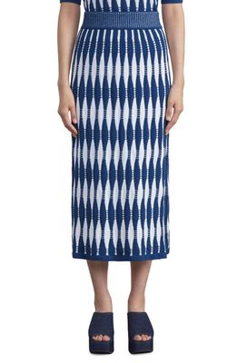 Lafayette 148 New York Shibori Effect Matte Knit Skirt in Parisian Blue Multi