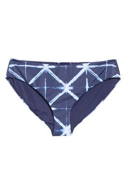 Lafayette 148 New York Shibori Tie Dye Reversible Bikini Bottoms in Parisian Blue Multi