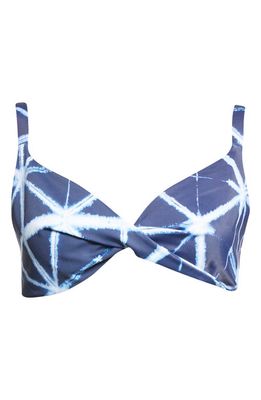 Lafayette 148 New York Shibori Tie Dye Twist Detail Bikini Top in Parisian Blue Multi