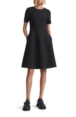 Lafayette 148 New York Short Sleeve Wool Blend Fit & Flare Dress in Black