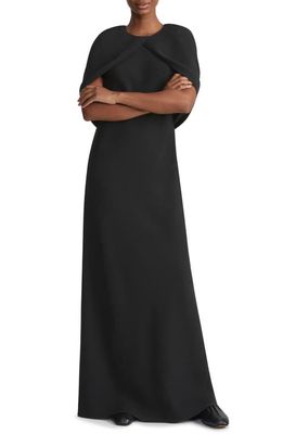 Lafayette 148 New York Sleeveless Crepe Cape Overlay Gown in Black