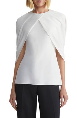 Lafayette 148 New York Sleeveless Crepe Cape Overlay Top in Cloud