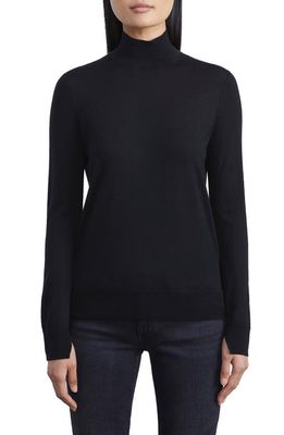 Lafayette 148 New York Split Neck KindWool Sweater in Black