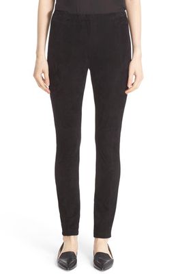 Lafayette 148 New York Suede Front Punto Milano Riding Leggings in Black