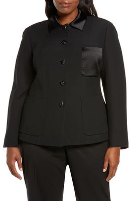 Lafayette 148 New York Tailored Wool & Silk Crepe Chore Jacket in Black