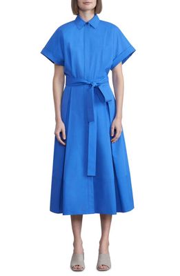 Lafayette 148 New York Tulip Cotton Shirt Dress in Classic Cobalt