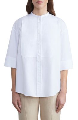 Lafayette 148 New York Tuxedo Bib Front Popover Shirt in White