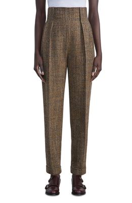 Lafayette 148 New York Waverly High Waist Pleated Wool Trousers in Curry Multi