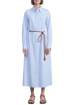 Lafayette 148 New York Waylon Stripe Long Sleeve Cotton Shirtdress in Cool Blue Multi