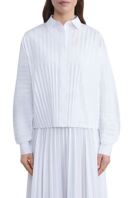Lafayette 148 New York Women's Pleated Button-Up Shirt in White