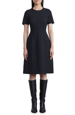 Lafayette 148 New York Wool & Silk Crepe Fit & Flare Dress in Black