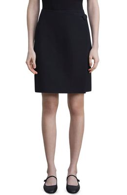 Lafayette 148 New York Wool & Silk Crepe Wrap Skirt in Black