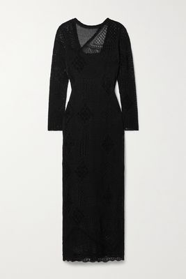 Lafayette148 - Crochet-knit Cotton Midi Dress - Black
