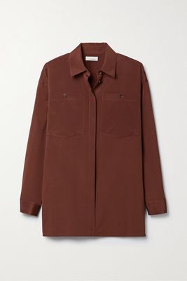 Lafayette148 - Scout Silk-blend Satin Shirt - Brown