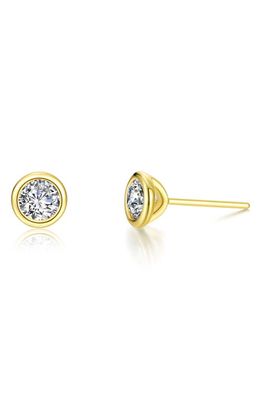 Lafonn Bezel Set Simulated Diamond Stud Earrings in White/Gold