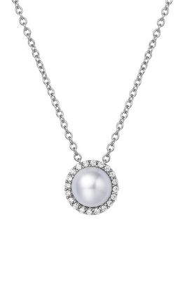 Lafonn Birthstone Halo Pendant Necklace in June Pearl /Silver