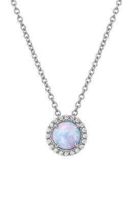 Lafonn Birthstone Halo Pendant Necklace in October Opal /Silver