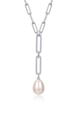 Lafonn Cultured Pearl & Simulated Diamond Y Necklace in Silver