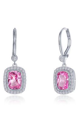 Lafonn Fancy Lab Created Sapphire & Simulated Diamond Halo Drop Earrings in Pink