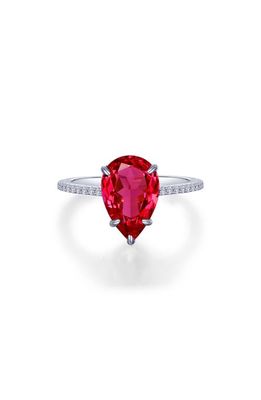 Lafonn Fancy Lab Grown Sapphire Solitaire Ring in Red