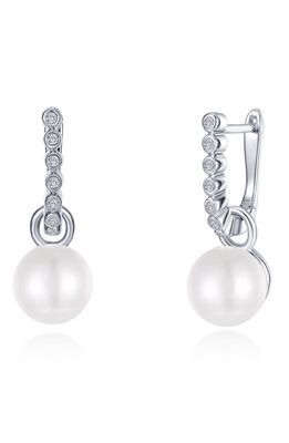 Lafonn Freshwater Cultured Pearl & Simulated Diamond Huggie Earrings in White