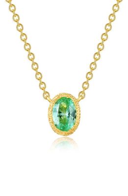 Lafonn Oval Created Sapphire Pendant Necklace in Green