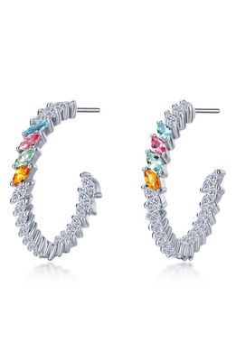 Lafonn Simulated Diamond & Created Sapphire Inside Out Hoop Earrings in Silver Multi