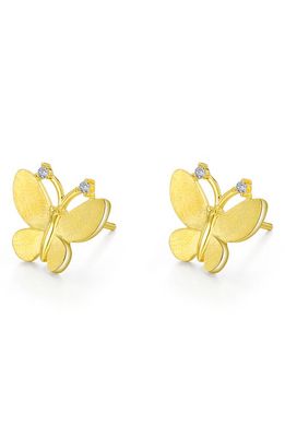 Lafonn Simulated Diamond Butterfly Earrings in Gold/White