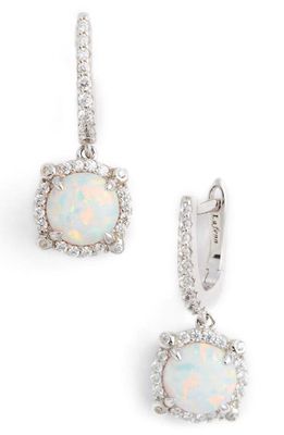 Lafonn Simulated Diamond Drop Earrings in Silver/Opal/Clear