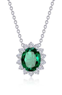 Lafonn Simulated Diamond Halo Pendant Necklace in Green