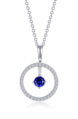 Lafonn Simulated Diamond Lab-Created Birthstone Reversible Pendant Necklace in Blue/September