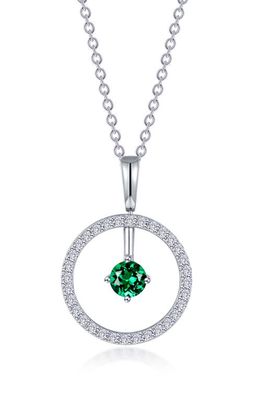 Lafonn Simulated Diamond Lab-Created Birthstone Reversible Pendant Necklace in Green/May