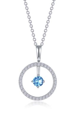 Lafonn Simulated Diamond Lab-Created Birthstone Reversible Pendant Necklace in Light Blue/December
