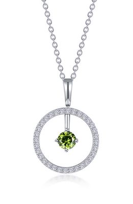 Lafonn Simulated Diamond Lab-Created Birthstone Reversible Pendant Necklace in Light Green/August